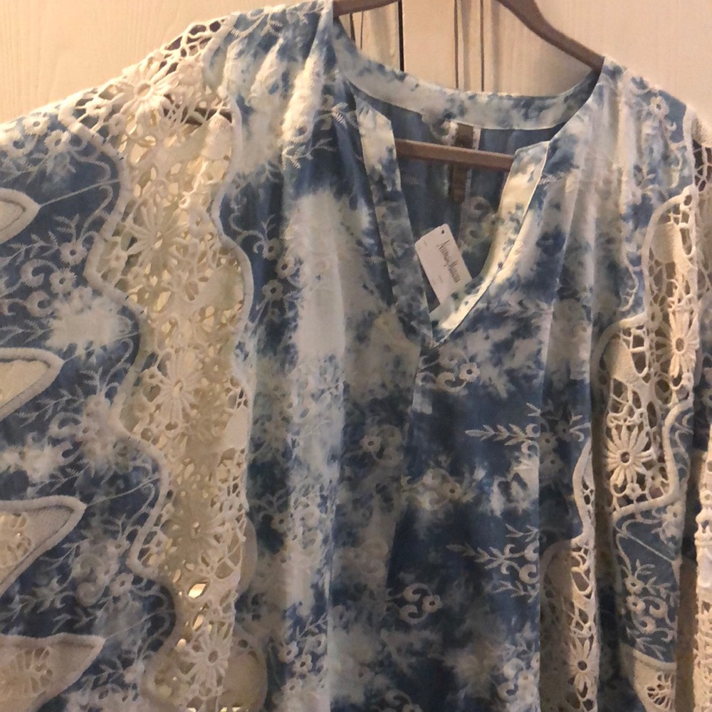 Beautiful blue and white tie dye poncho